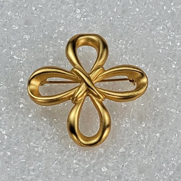 AK Anne Klein Gold Tone Knott Brooch 1.5" - Picture 2 of 8